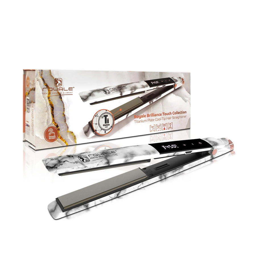 Plancha Royale Brilliance Touch de titanio color mármol blanco
