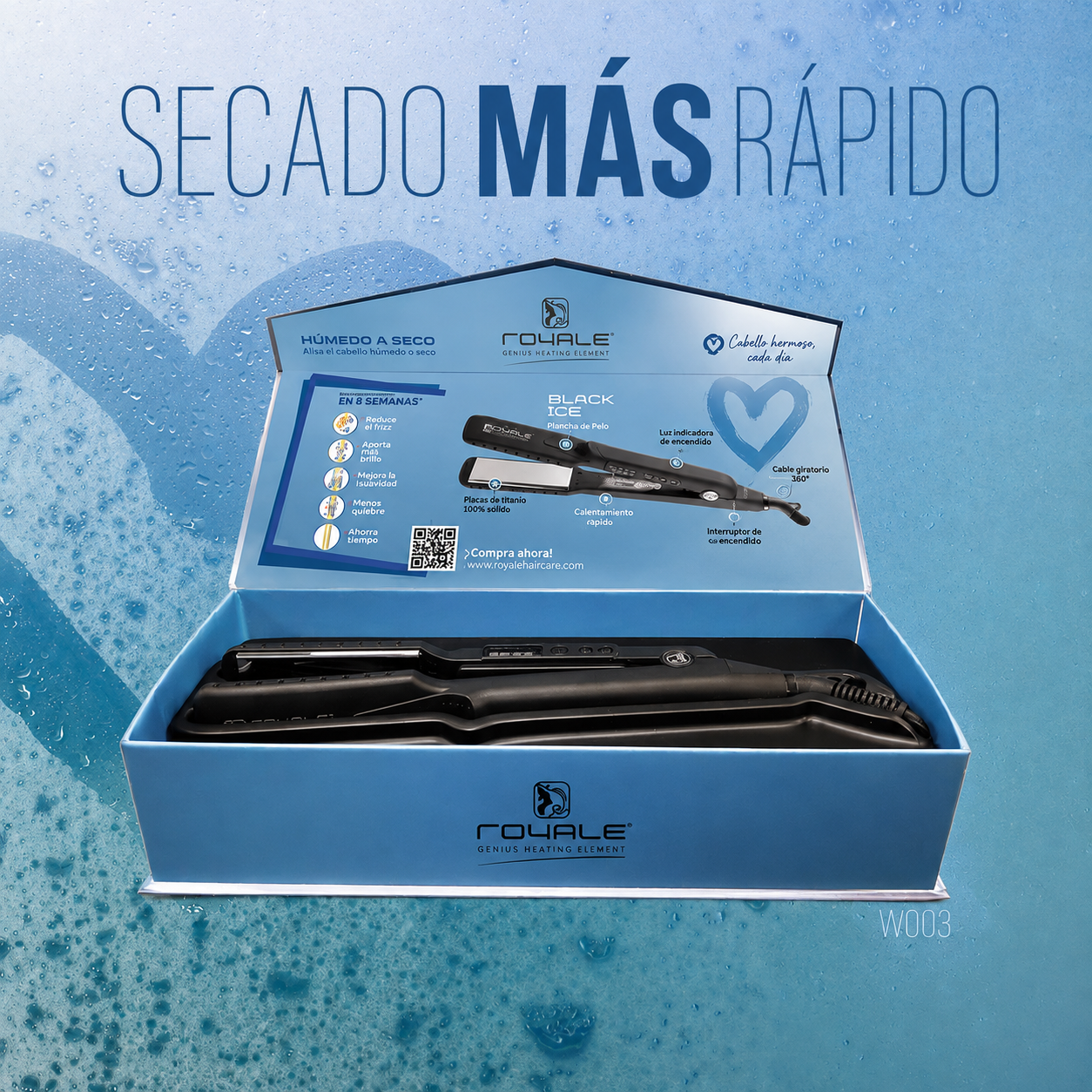 Plancha de pelo Royale para uso en seco y húmedo