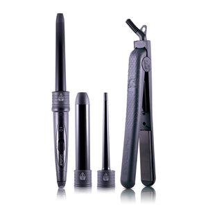 Flat Iron/Curling Wand Duet Set - Black - RoyaleUSA